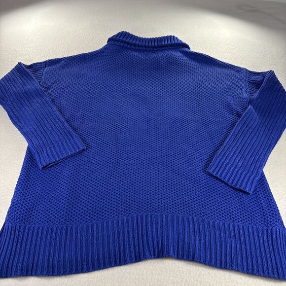Ralph Lauren LRL Womens Sweater Med Cotton Blend Royal Blue V Neck Collar - Picture 9 of 10